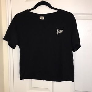 PINK black crop top